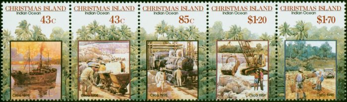 Old Postage Stamp Christmas Island 1991 Phosphate Mining Se tof 5 SG316-320 V.F MNH