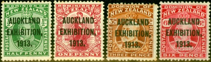 Collectible Postage Stamp from New Zealand 1913 Set of 4 SG412-415 Fine Lightly Mtd Mint