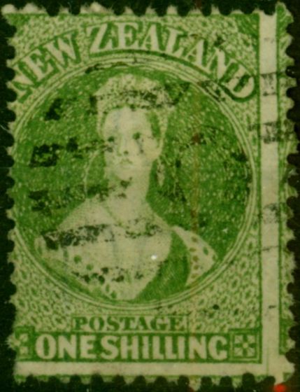 New Zealand 1864 1s Yellow-Green SG125 Good Used (4). Queen Victoria (1840-1901) Used Stamps