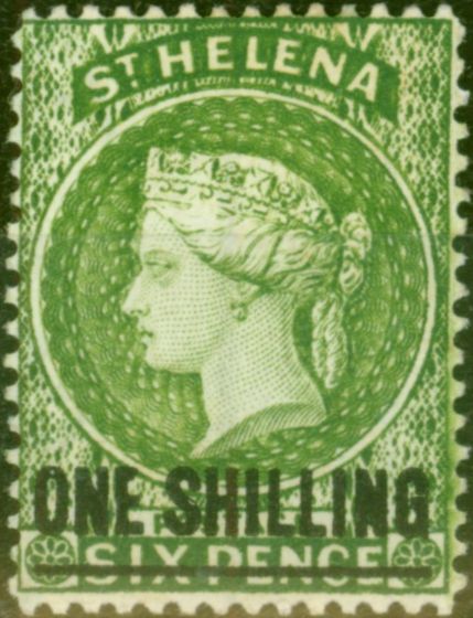Old Postage Stamp from St Helena 1894 1s Yellow Green SG45 Fine & Fresh Mtd Mint