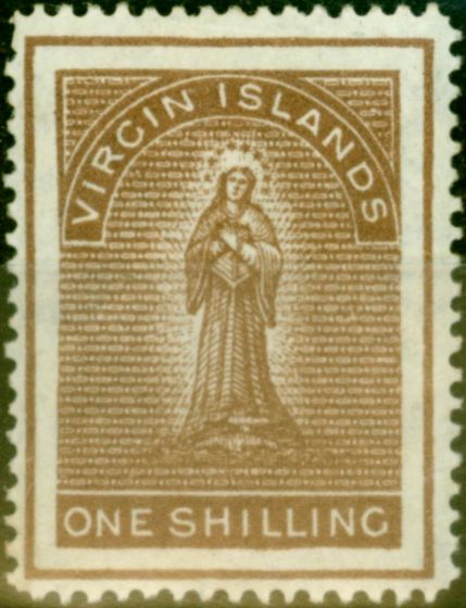 Old Postage Stamp from Virgin Islands 1887 1s Brown SG41 Fine & Fresh Mtd Mint