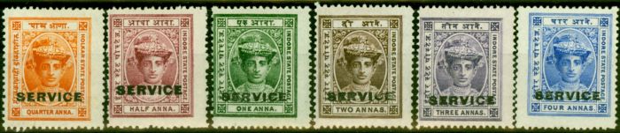Valuable Postage Stamp from Indore 1904-06 Set of 6 SGS1-S6 Fine Mtd Mint