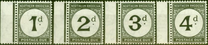 Old Postage Stamp from Northern Rhodesia 1929 Postage Due Set of 4 SGD1-D4 Fine Very Lightly Mtd Mint