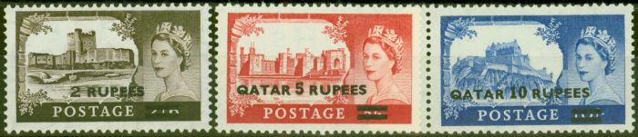 Valuable Postage Stamp from Qatar 1957 set of 3 SG13-15 Type I Very Fine MNH