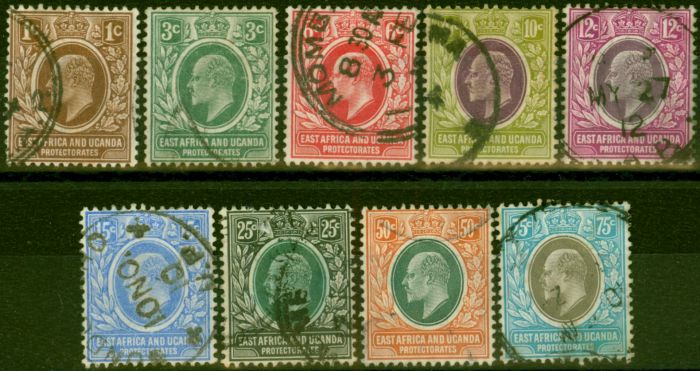Rare Postage Stamp East Africa KUT 1907-08 Set of 9 SG34-42 Good Used