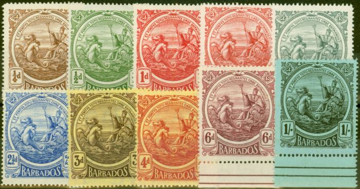 Collectible Postage Stamp from Barbados 1916-17 set of 10 to 1s SG181-189 Fine Lightly Mtd Mint CV £95