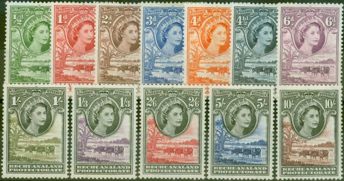 Rare Postage Stamp from Bechuanaland 1953-58 set of 12 SG143-153 V.F Very Lightly Mtd MInt