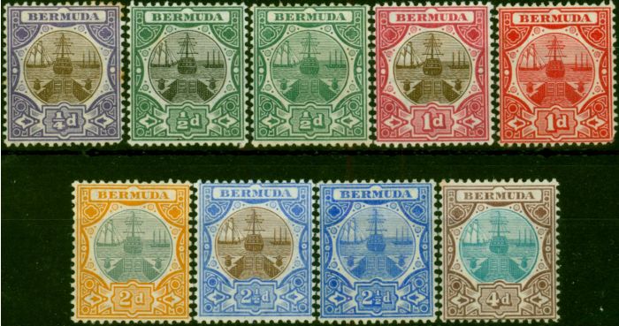 Rare Postage Stamp Bermuda 1906-10 Set of 9 SG34-42 Fine MM