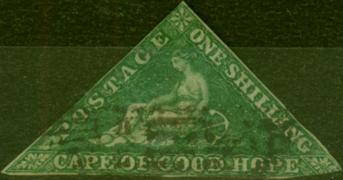 Valuable Postage Stamp Cape of Good Hope 1858 1s Bright Yellow-Green SG8 Good Used