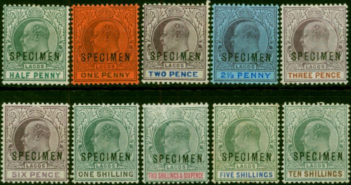 Lagos 1904 Specimen Set of 10 SG44s-53s Fine MM. King Edward VII (1902-1910) Mint Stamps