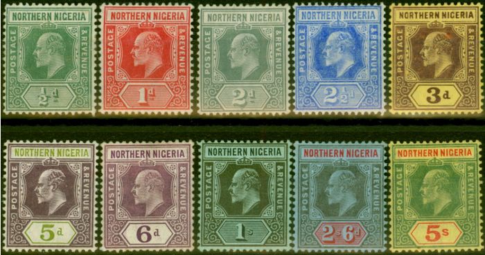 Rare Postage Stamp Northern Nigeria 1910-11 Set of 10 to 5s SG28-38 Fine MM