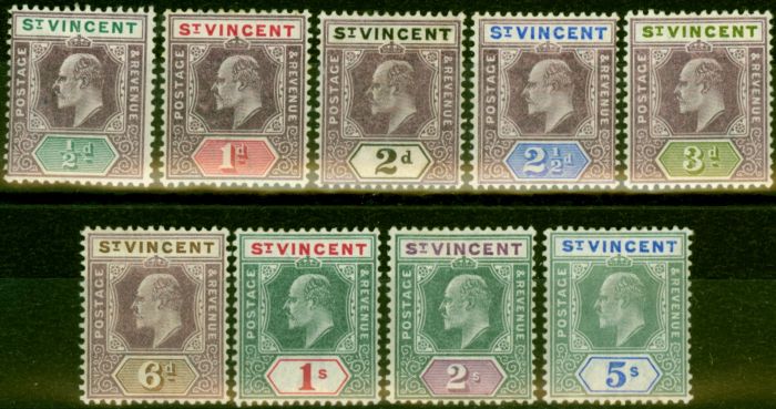Collectible Postage Stamp from St Vincent 1902 Set of 9 SG76-84 Fine Mounted Mint