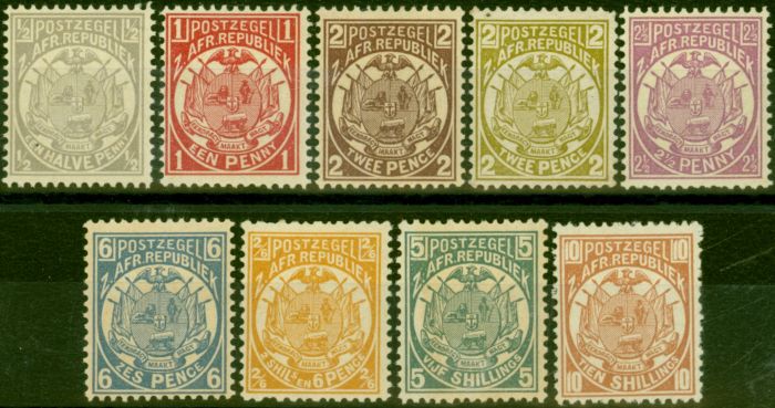 Old Postage Stamp Transvaal 1885-93 Set of 9 to 10s SG175-186 Ex 3d Fine & Fresh MM