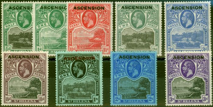 Collectible Postage Stamp Ascension 1922 Set of 9 SG1-9 Fine & Fresh VLMM