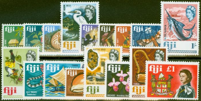 Old Postage Stamp from Fiji 1968 set of 17 SG371-387 V.F MNH