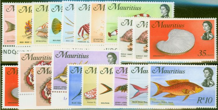 Collectible Postage Stamp from Mauritius 1969-73 Extended Marine Life set of 21 SG382-399 V.F MNH