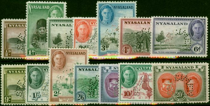 Nyasaland 1945 Perf Specimen Set of 14 SG144s-157s Fine LMM . King George VI (1936-1952) Mint Stamps