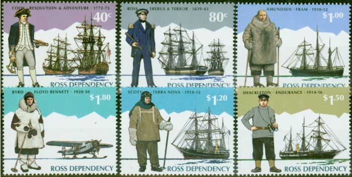 Collectible Postage Stamp Ross Dependency 1995 Antarctic Explorers Set of 6 SG32-37 V.F MNH