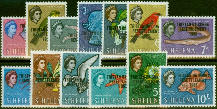 Rare Postage Stamp Tristan da Cunha 1963 Set of 13 SG55-67 Fine LMM