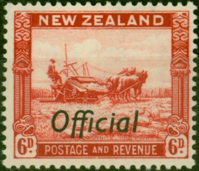 Rare Postage Stamp New Zealand 1937 6d Scarlet SG0127 Fine LMM
