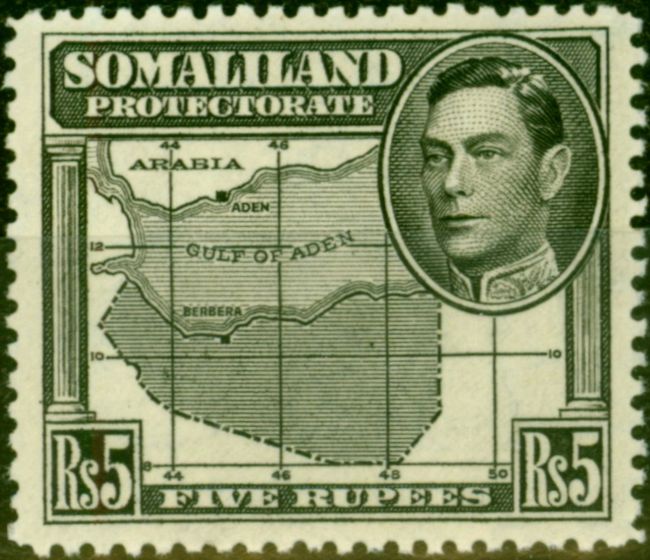 Old Postage Stamp from Somaliland 1938 5R Black SG104 Fine MNH Stamp