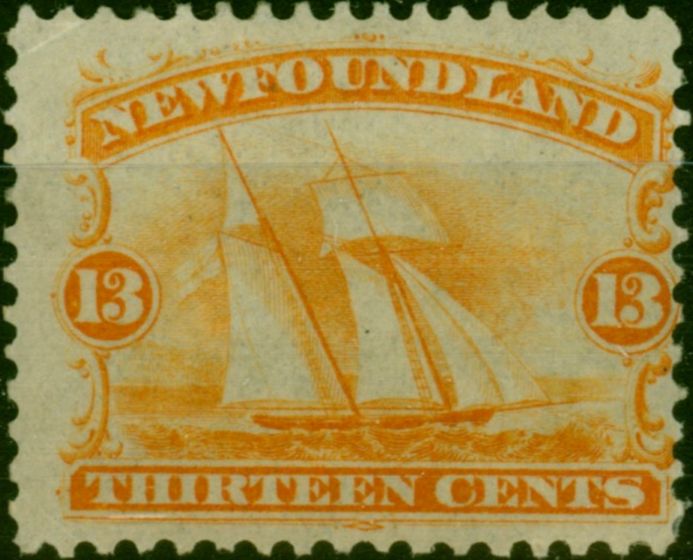 Valuable Postage Stamp Newfoundland 1865 13c Orange-Yellow SG29 Fine MM