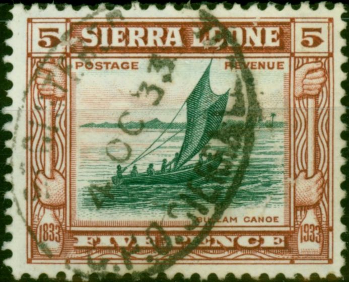 Collectible Postage Stamp Sierra Leone 1933 5d Green & Chestnut SG174 Fine Used