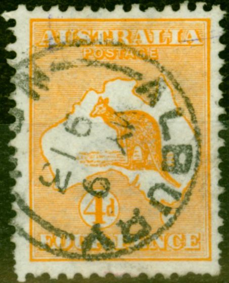 Old Postage Stamp from Australia 1913 4d Orange SG8 Fine Used