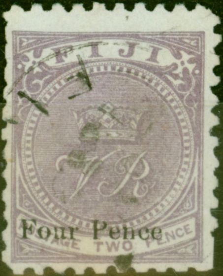 Collectible Postage Stamp Fiji 1888 4d on 2d Dull Purple SG43 Type B Fine Used