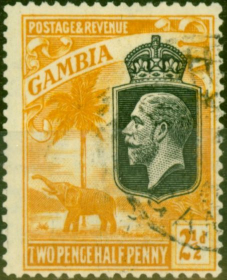 Valuable Postage Stamp from Gambia 1922 2 1/2d Orange-Yellow SG127 Fine Used