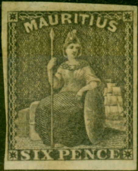 Valuable Postage Stamp from Mauritius 1859 6d Dull Slate-Purple SG33 Fine Mtd Mint