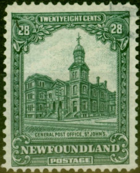 Collectible Postage Stamp from Newfoundland 1928 28c Dp Green SG177 Fine Used
