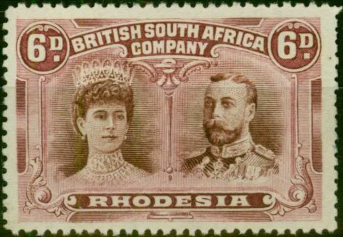 Collectible Postage Stamp Rhodesia 1910 6d Red-Brown & Mauve SG144 Fine & Fresh MM