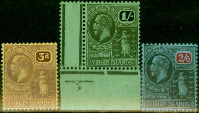 Valuable Postage Stamp Virgin Islands 1922 Set of 3 to 2s6d SG82-84 Fine MM