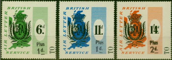 Valuable Postage Stamp GB 1951 6d-1s4d B.E.A Air letter Service Set of 3 V.F MNH