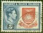 Rare Postage Stamp from Gilbert & Ellice Islands 1939 5s Deep Rose Red & Royal Blue SG54 Very Fine Used