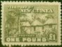 Old Postage Stamp from New Guinea 1925 £1 Dull Olive-Green SG136 Ave Mtd Mint
