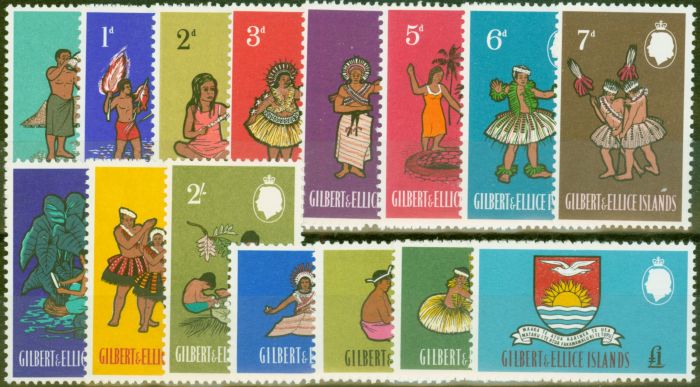 Old Postage Stamp from Gilbert & Ellice Is 1965 set of 15 SG89-103 V.F Very Lightly Mtd Mint