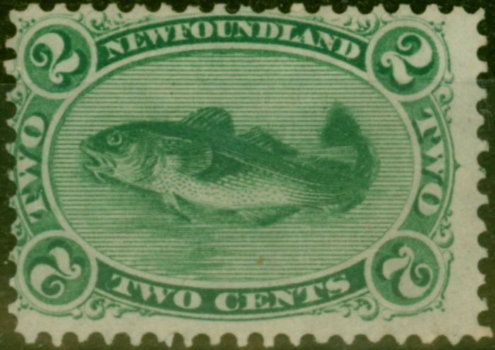 Collectible Postage Stamp Newfoundland 1865 2c Yellowish-Green SG25 Fine & Fresh Unused