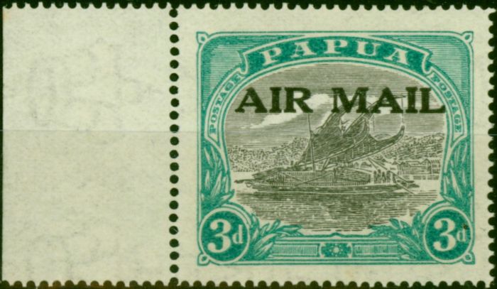 Valuable Postage Stamp Papua 1929 3d Sepia Black & Bright Blue-Green Harrison SG113 V.F VLMM