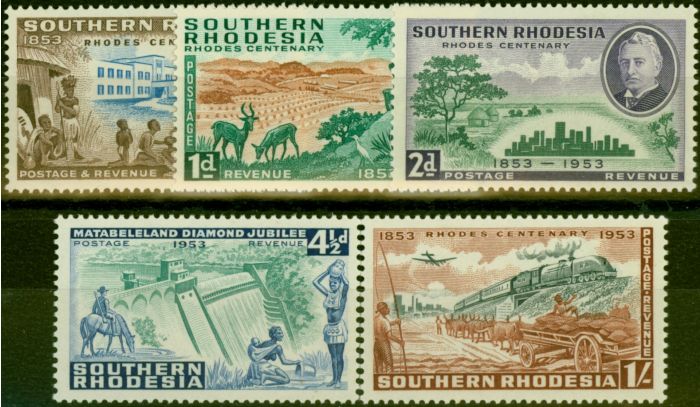 Valuable Postage Stamp Southern Rhodesia 1953 Rhodes Set of 5 SG71-75 V.F MNH