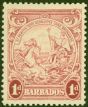 Collectible Postage Stamp from Barbados 1939 1d Scarlet SG249 P.13.5 x 13 Good Lightly Mtd Mint