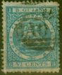 Valuable Postage Stamp from British Guiana 1865 6c Greenish Blue SG70 Good Used
