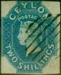 Old Postage Stamp from Ceylon 1859 2s Dull Blue SG12 Fine Used
