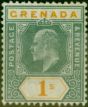 Collectible Postage Stamp from Grenada 1902 1s Green & Orange SG63 Fine Lightly Mtd Mint