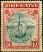 Valuable Postage Stamp from Grenada 1943 10s Slate-Blue & Brt Carmine SG163b P.14 Narrow V.F.U CDS