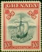 Valuable Postage Stamp from Grenada 1943 10s Steel Blue & Brt Carmine SG163B P.14 Narrow Fine MNH