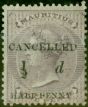 Collectible Postage Stamp from Mauritius 1876 1/2d on 9d Dull Purple SG78b Black Surcharge Cancelled Good Mtd Mint Scarce