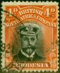 Rare Postage Stamp from Rhodesia 1917 4d Deep Black & Orange SG255d Fine Used