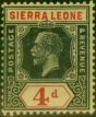 Rare Postage Stamp Sierra Leone 1921 4d on Pale Yellow Die II SG117b Fine LMM